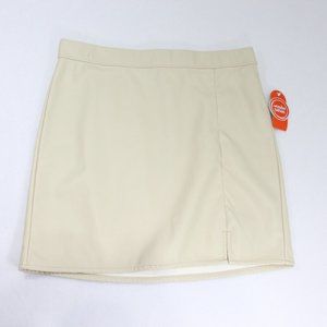 Wonder Nation Youth Girls Pleather Skirt Beige Khaki Elastic Waist Size XL 14-16
